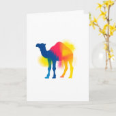 Kleurrijke Spray Paint Camel Silhouet Kaart (Gele Bloem)