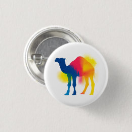 Kleurrijke Spray Paint Camel Silhouette Ronde Butt Button 3,2 Cm