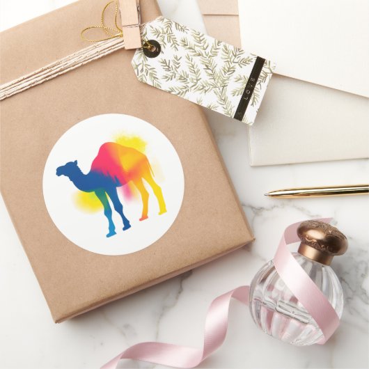 Kleurrijke Spray Paint Camel Silhouette Stickers (Geschenken)