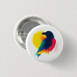 Kleurrijke Spray Paint Crow Silhouette Button