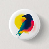 Kleurrijke Spray Paint Crow Silhouette Button (Voorkant)