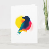 Kleurrijke Spray Paint Crow Silhouette Kaart (Voorkant)