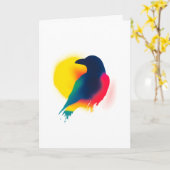 Kleurrijke Spray Paint Crow Silhouette Kaart (Gele Bloem)