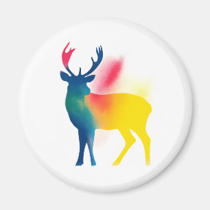 Kleurrijke Spray Paint Deer Silhouet Magneet