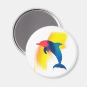 Kleurrijke Spray Paint Dolfijn Silhouet Ronde Magneet (Voorkant / Achterkant)