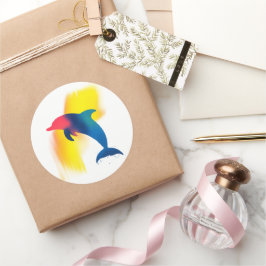 Kleurrijke Spray Paint Dolphin Silhouette Stickers