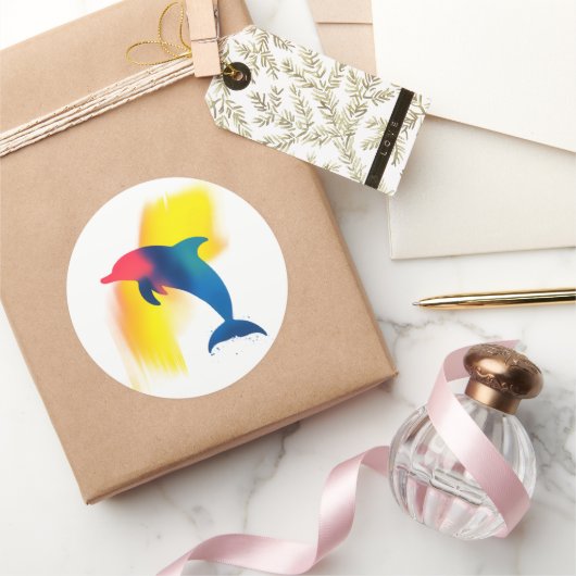 Kleurrijke Spray Paint Dolphin Silhouette Stickers (Geschenken)