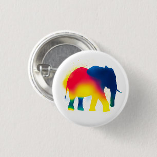 Kleurrijke Spray Paint Elephant ronde Button