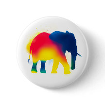 Kleurrijke Spray Paint Elephant ronde Button