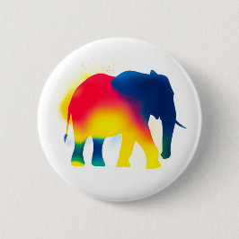 Kleurrijke Spray Paint Elephant ronde Button
