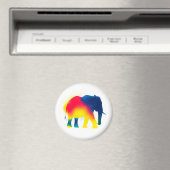 Kleurrijke Spray Paint Elephant Silhouette Rond Magneet (Insitu (Vaatwasser))