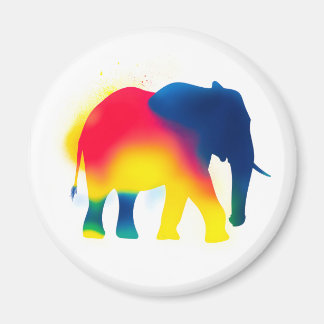 Kleurrijke Spray Paint Elephant Silhouette Rond Magneet