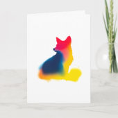 Kleurrijke Spray Paint Fox Silhouette Kaart (Voorkant)
