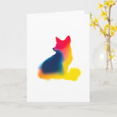 Kleurrijke Spray Paint Fox Silhouette Kaart (Gele Bloem)