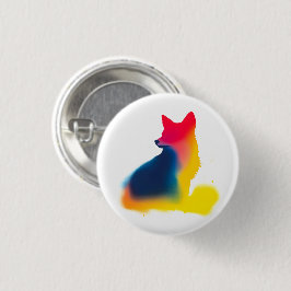 Kleurrijke Spray Paint Fox Silhouette Ronde Button