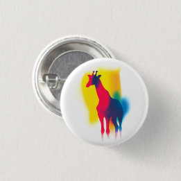 Kleurrijke Spray Paint Giraffe Ronde Button