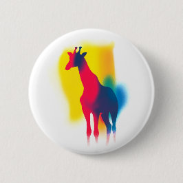 Kleurrijke Spray Paint Giraffe Ronde Button