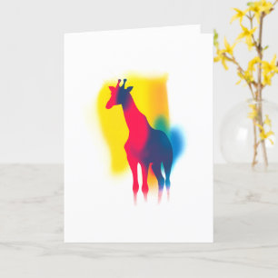Kleurrijke Spray Paint Giraffe Silhouet Kaart