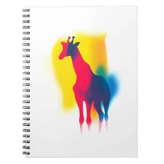Kleurrijke Spray Paint Giraffe Silhouet Notitieboek (Voorkant)