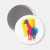 Kleurrijke Spray Paint Giraffe Silhouet Ronde Magneet (Voorkant / Achterkant)