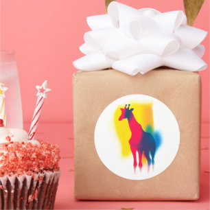 Kleurrijke Spray Paint Giraffe Silhouette Stickers