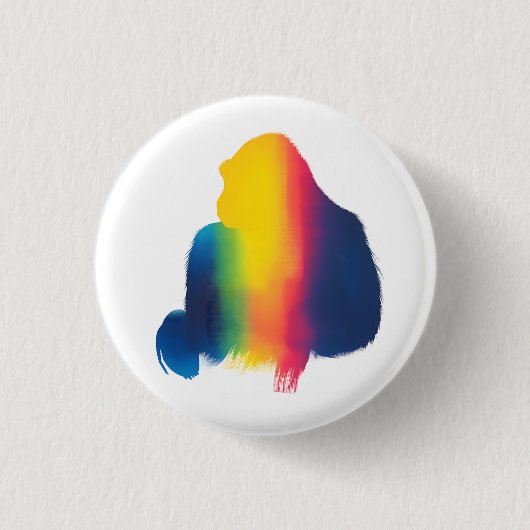 Kleurrijke Spray Paint Gorilla Ronde Button (Voorkant)