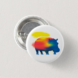 Kleurrijke Spray Paint Hippopotamus Ronde Button