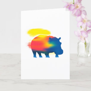 Kleurrijke Spray Paint Hippopotamus Silhouette Kaa Kaart