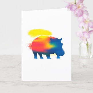 Kleurrijke Spray Paint Hippopotamus Silhouette Kaa Kaart