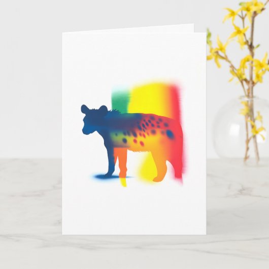 Kleurrijke Spray Paint Hyena Silhouette Kaart (Gele Bloem)