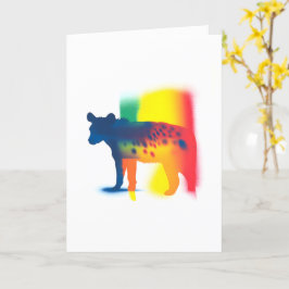 Kleurrijke Spray Paint Hyena Silhouette Kaart