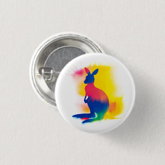 Kleurrijke Spray Paint Kangaroo ronde Button