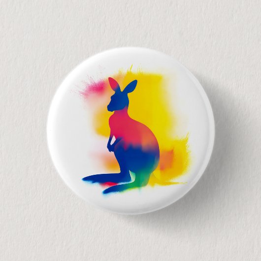 Kleurrijke Spray Paint Kangaroo ronde Button (Voorkant)