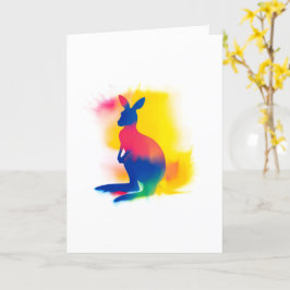Kleurrijke Spray Paint Kangaroo Silhouet Kaart