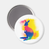 Kleurrijke Spray Paint Kangaroo Silhouet Ronde Magneet (Voorkant / Achterkant)