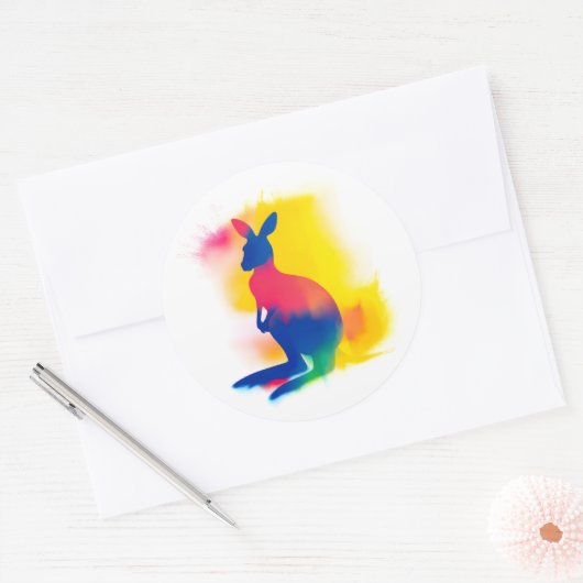 Kleurrijke Spray Paint Kangaroo Silhouette Sticker (Envelop)