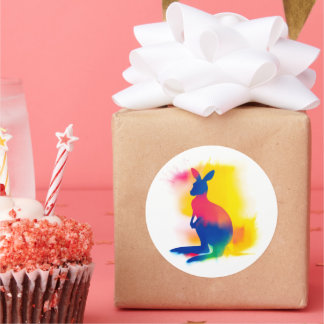 Kleurrijke Spray Paint Kangaroo Silhouette Sticker