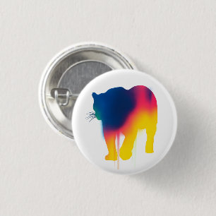 Kleurrijke Spray Paint Leopard Silhouette Ronde Button 3,2 Cm
