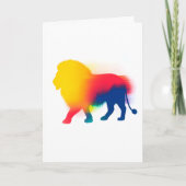 Kleurrijke Spray Paint Lion Silhouette Kaart (Voorkant)