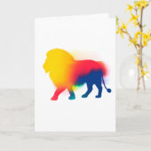 Kleurrijke Spray Paint Lion Silhouette Kaart (Gele Bloem)