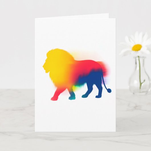 Kleurrijke Spray Paint Lion Silhouette Kaart (Kleine Plant)