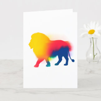 Kleurrijke Spray Paint Lion Silhouette Kaart