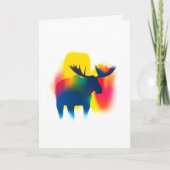 Kleurrijke Spray Paint Moose Silhouette Kaart (Voorkant)