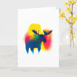 Kleurrijke Spray Paint Moose Silhouette Kaart