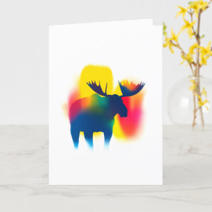 Kleurrijke Spray Paint Moose Silhouette Kaart