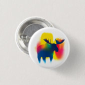 Kleurrijke Spray Paint Moose Silhouette Ronde Butt Ronde Button 3,2 Cm (Voorkant /achterkant)