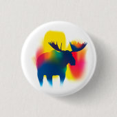 Kleurrijke Spray Paint Moose Silhouette Ronde Butt Ronde Button 3,2 Cm (Voorkant)