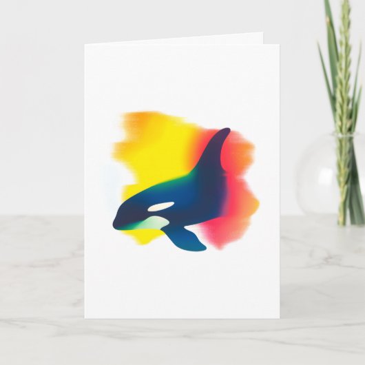 Kleurrijke Spray Paint Orca Silhouette Kaart (Voorkant)