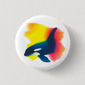 Kleurrijke Spray Paint Orca Silhouette Ronde Butto Ronde Button 3,2 Cm (Voorkant)