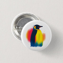 Kleurrijke Spray Paint Penguin Ronde Button